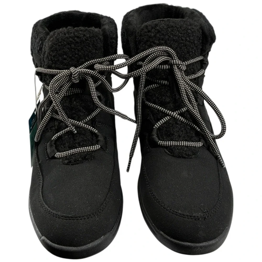 JBU Jambu Freeze Black FauxShearling LaceUp Booties Lightweight Traction 8.5M‎